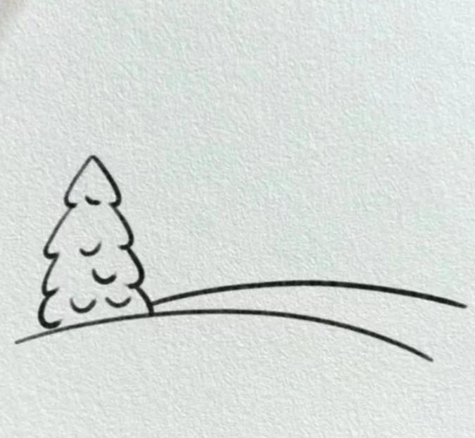 一步一步教我画冬天雪景简笔画步骤分享
