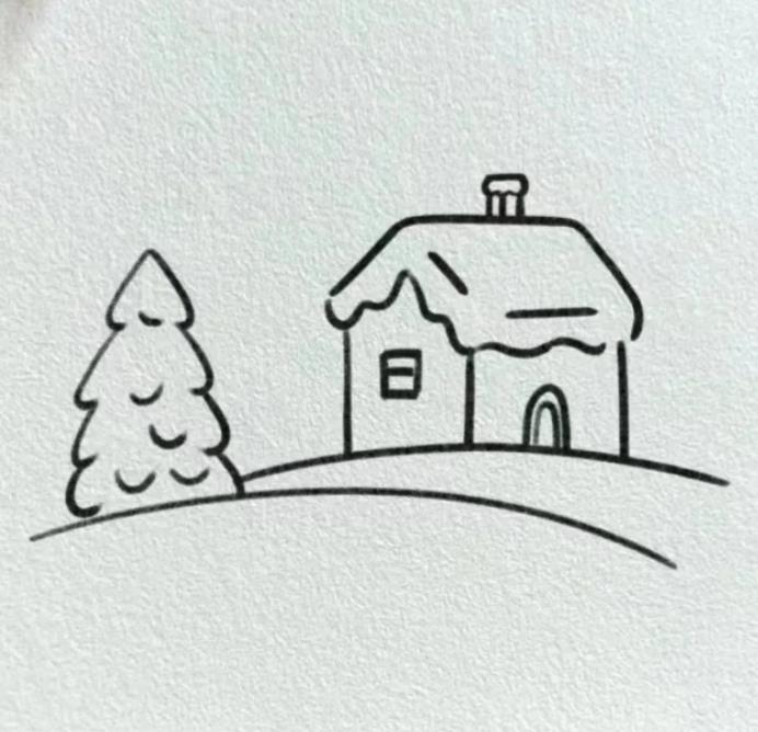 一步一步教我画冬天雪景简笔画步骤分享