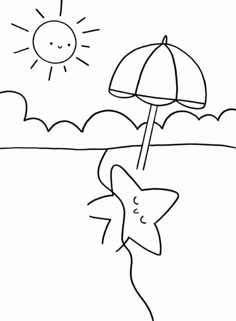 沙滩遮阳伞简笔画教程 画一幅简单沙滩画作品