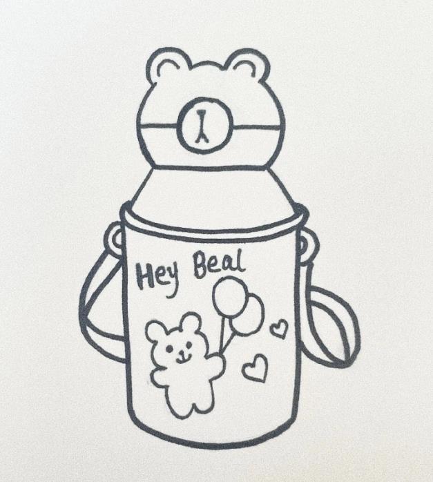 小熊卡通水杯简笔画(含教程图解)