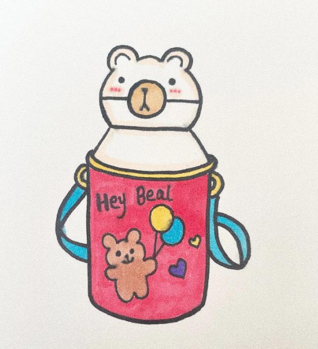 小熊卡通水杯简笔画(含教程图解)