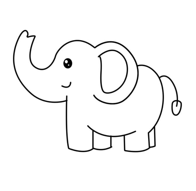 大象涂色画简单又漂亮又可爱 一步一步教画大象简笔画