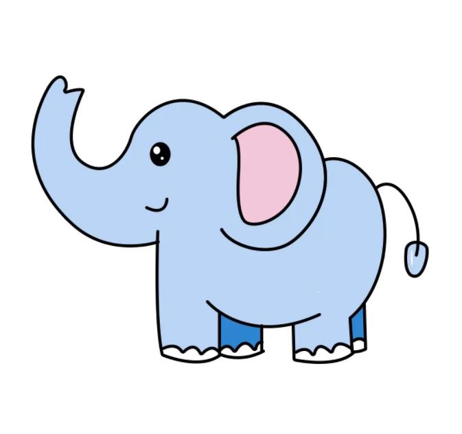 大象涂色画简单又漂亮又可爱 一步一步教画大象简笔画