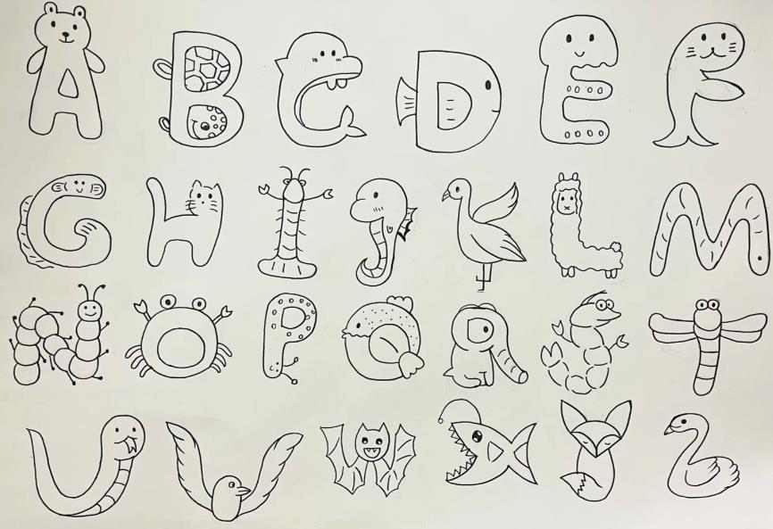 最新版26个字母的卡通画法图片大全