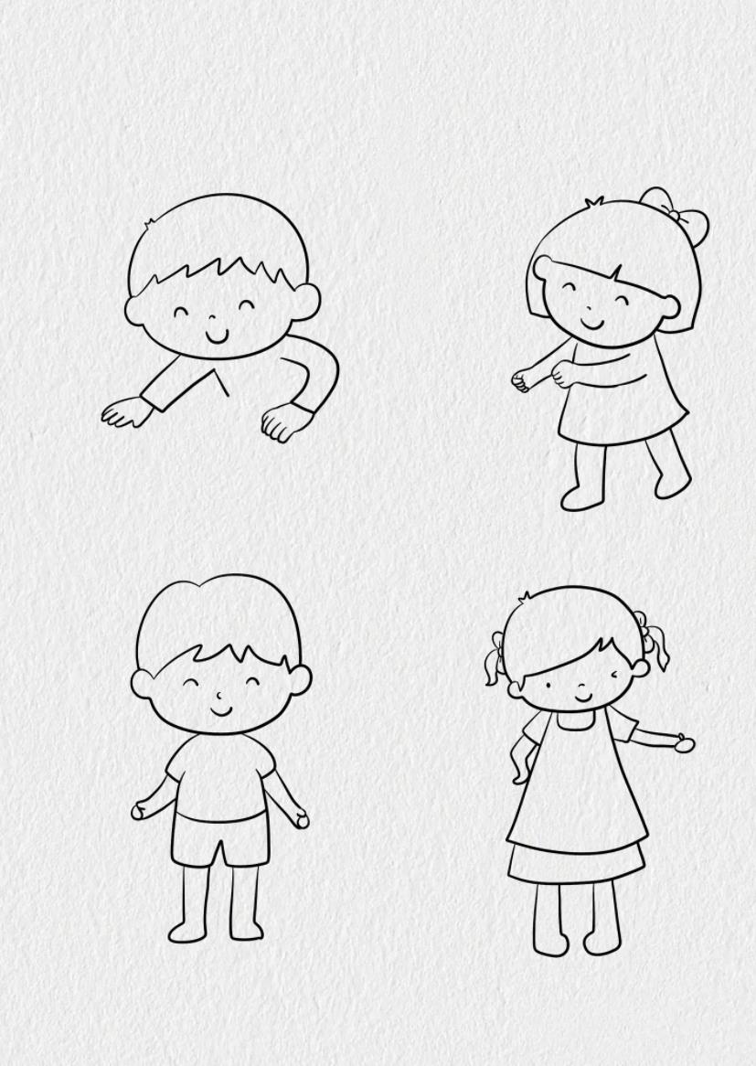 儿童简笔画人物彩色简单漂亮 家务简笔画教程图片