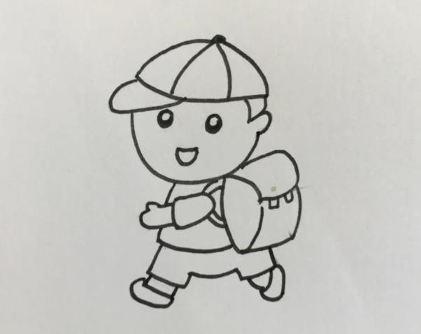 儿童简笔画人物小男孩背书包怎么画