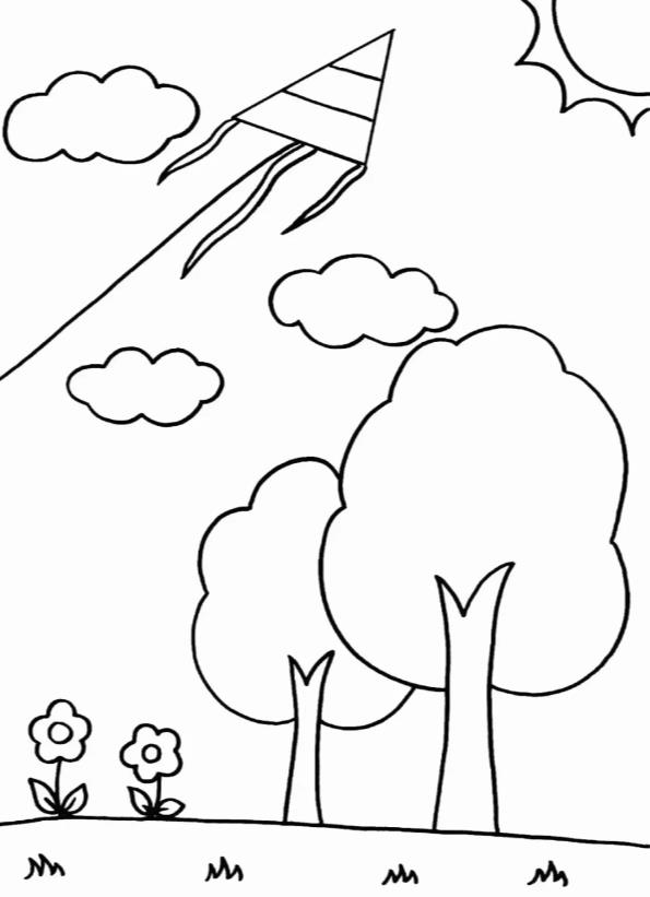 大自然风景简笔画图片春天主题绘画作品分享