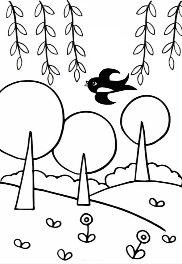 大自然风景简笔画图片春天主题绘画作品分享