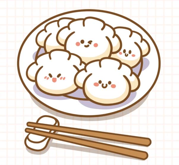 一盘饺子简笔画可爱带颜色图片大全