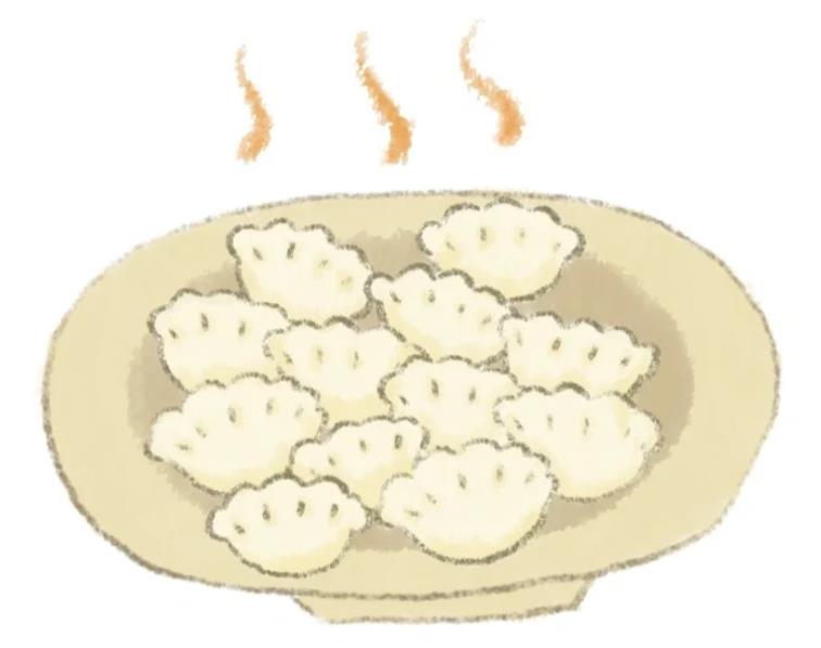 一盘饺子简笔画可爱带颜色图片大全