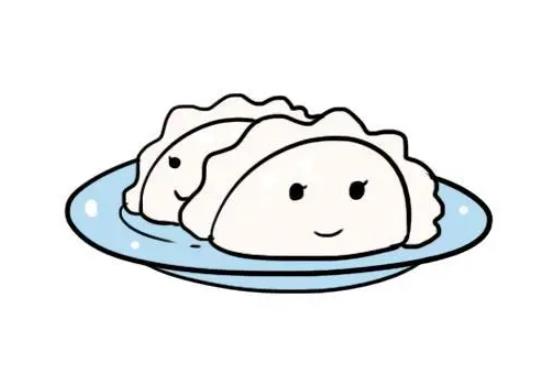一盘饺子简笔画可爱带颜色图片大全