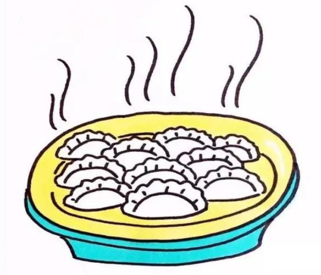 一盘饺子简笔画可爱带颜色图片大全
