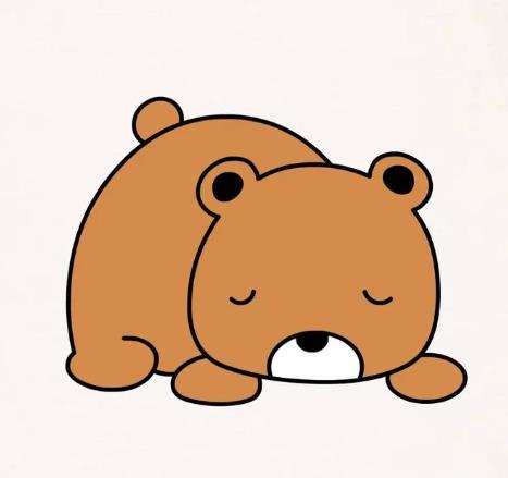 5月睡觉的小熊简笔画可爱彩色教程
