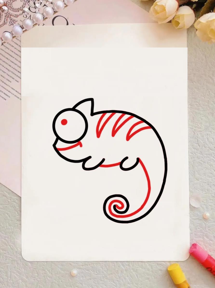 变色龙的简笔画简单又好看 变色龙简笔画教程超简单