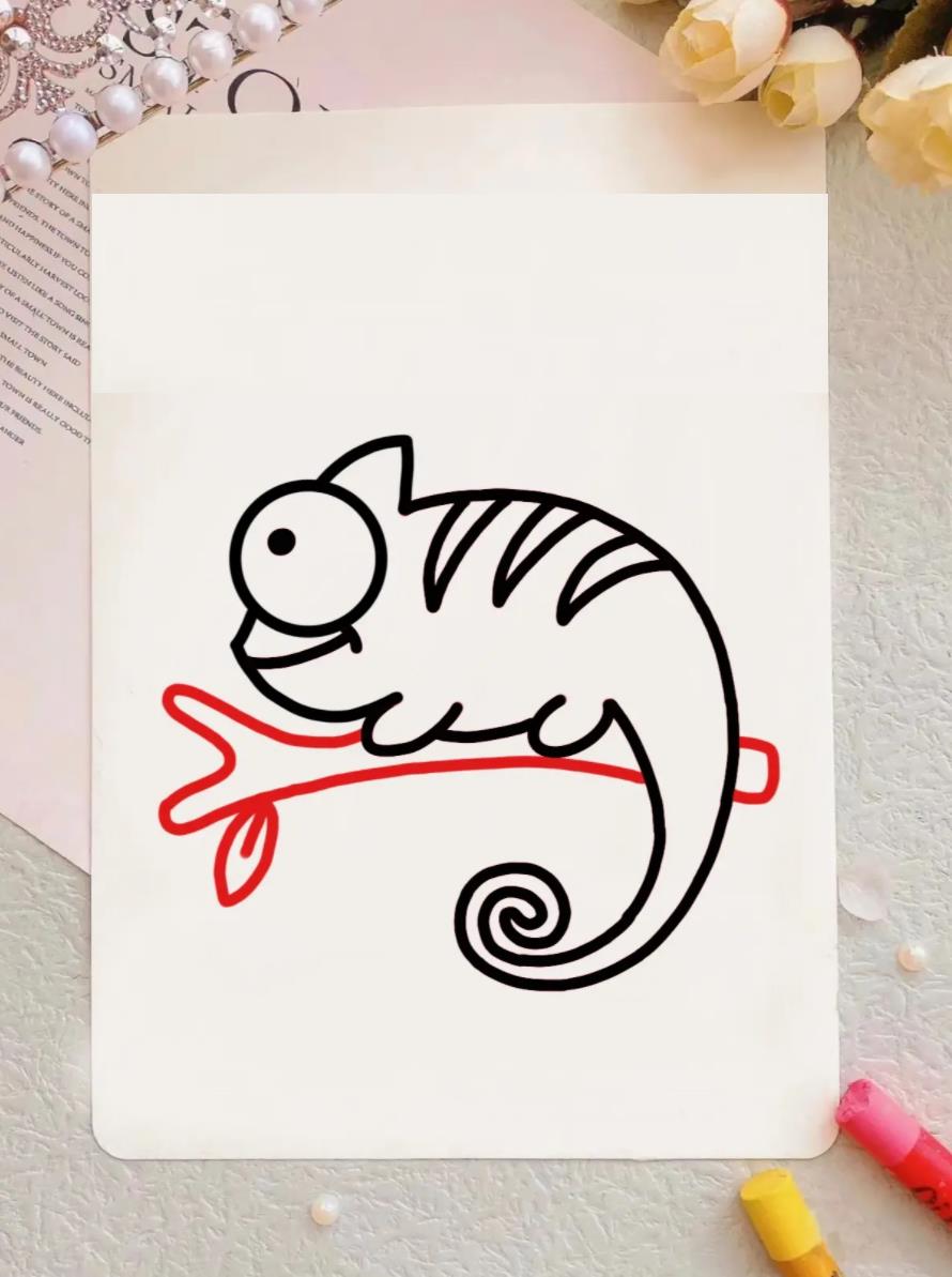 变色龙的简笔画简单又好看 变色龙简笔画教程超简单