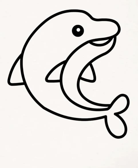 儿童简笔画小动物（海豚绘画教程图片）