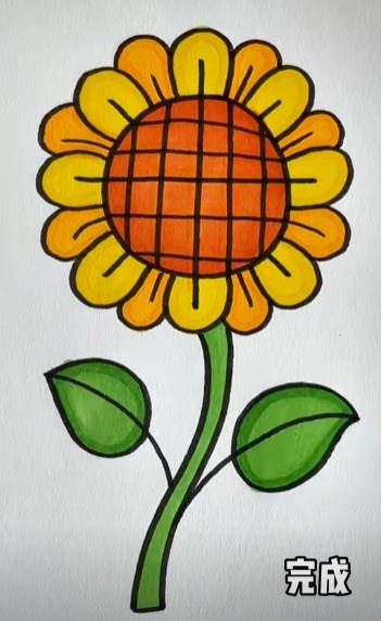 画向日葵的简单画法加涂色教程