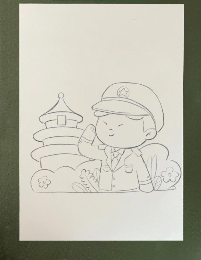 小学生升国旗简笔画怎么画 7一9岁儿童画升国旗图片教程