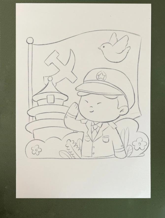 小学生升国旗简笔画怎么画 7一9岁儿童画升国旗图片教程