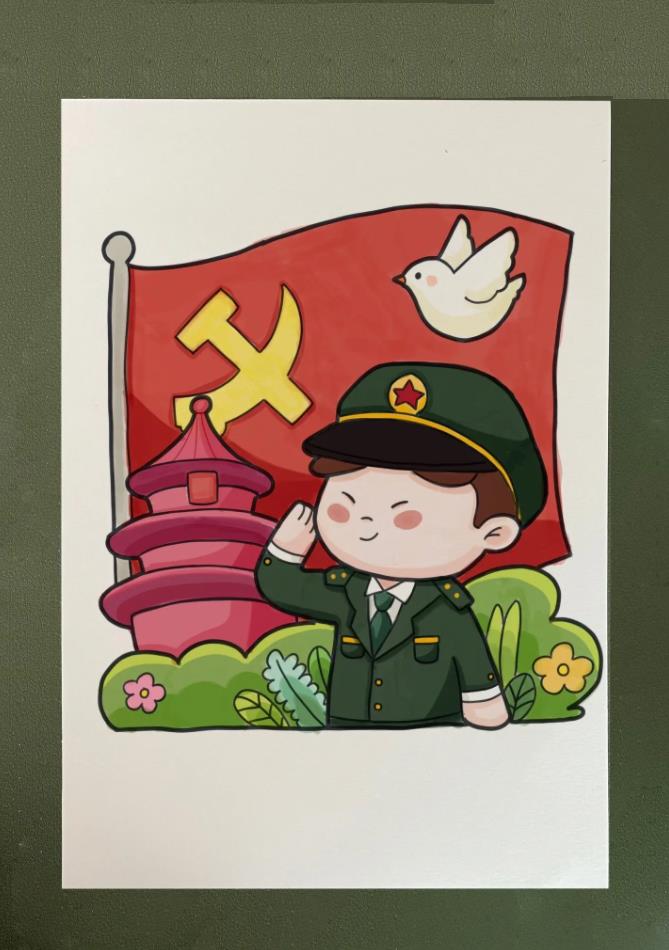 小学生升国旗简笔画怎么画 7一9岁儿童画升国旗图片教程