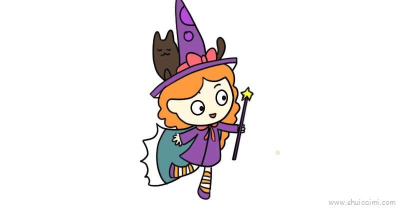 小魔女儿童画怎么画 小魔女简笔画好看