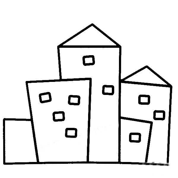 楼房简笔画 楼房简笔画图片大全