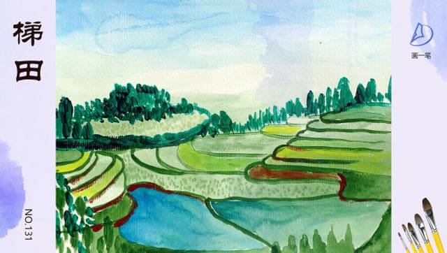 梯田简笔画 梯田简笔画图片