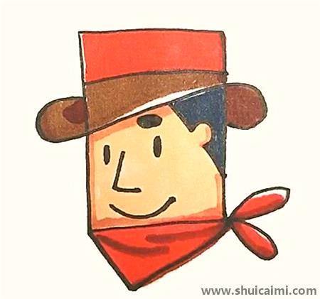 牛仔儿童简笔画