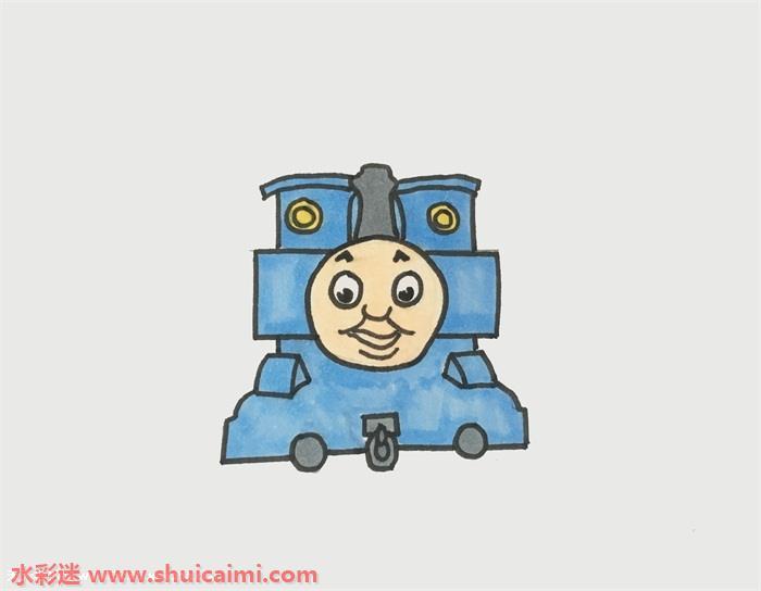 托马斯怎么画简单又漂亮 火车托马斯彩色简笔画步骤