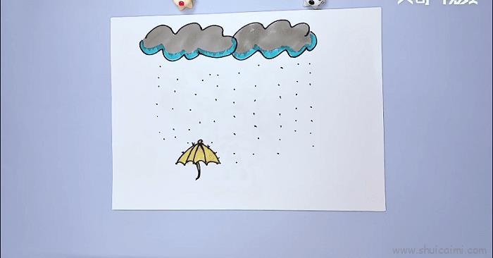 毛毛细雨儿童画怎么画 毛毛细雨简笔画图片大全