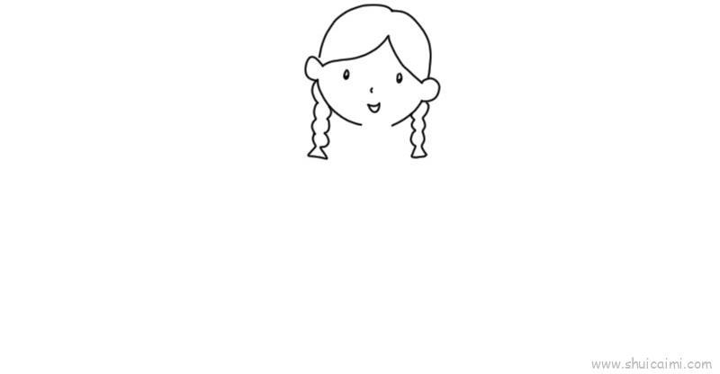 扎辫子儿童画怎么画 扎辫子简笔画画法