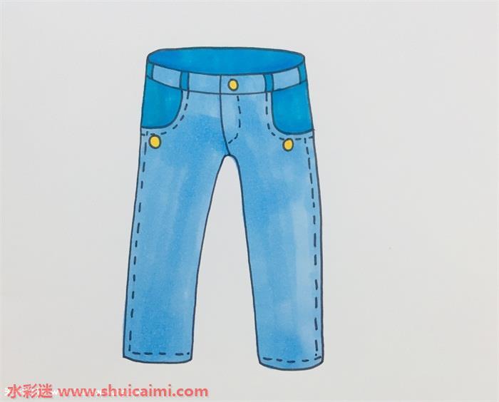 牛仔裤简笔画怎么画图片彩色