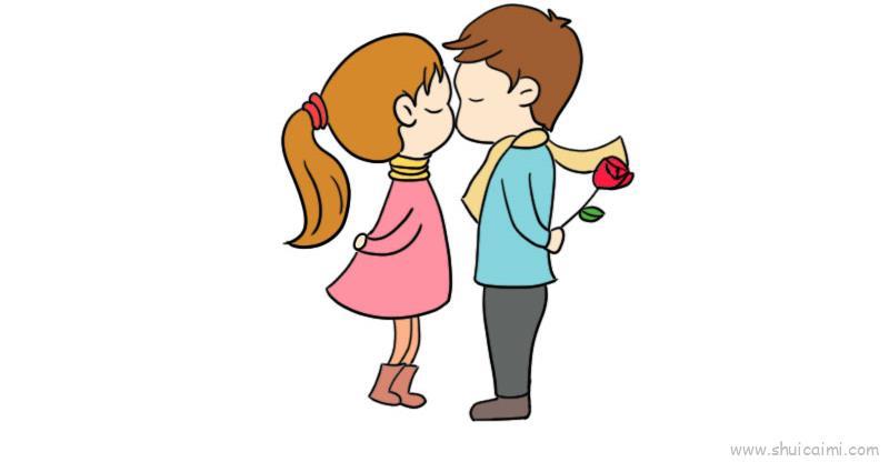 情人节小情侣儿童画怎么画 情人节小情侣简笔画简单