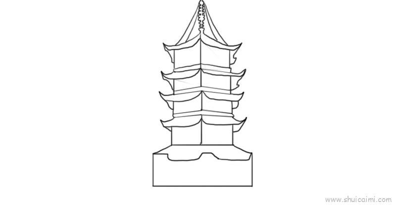 塔儿童画怎么画 塔简笔画步骤