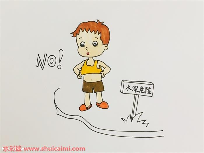 预防溺水怎么画 预防溺水画简笔画步骤