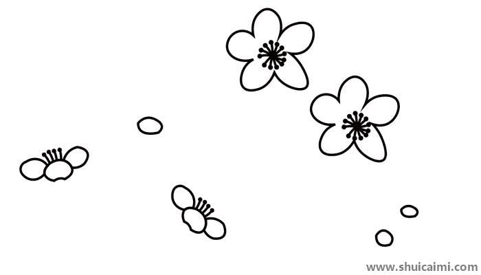 梅花配图简笔画怎么画 梅花配图简笔画步骤