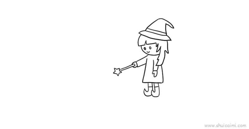 小魔女儿童画怎么画 小魔女简笔画画法