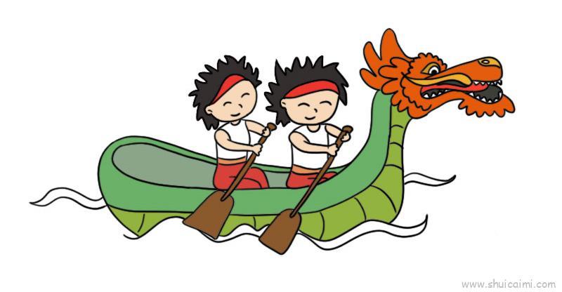 端午节赛龙舟儿童画怎么画 端午节赛龙舟简笔画顺序