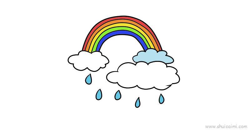 七彩下雨天儿童画怎么画 七彩下雨天简笔画步骤