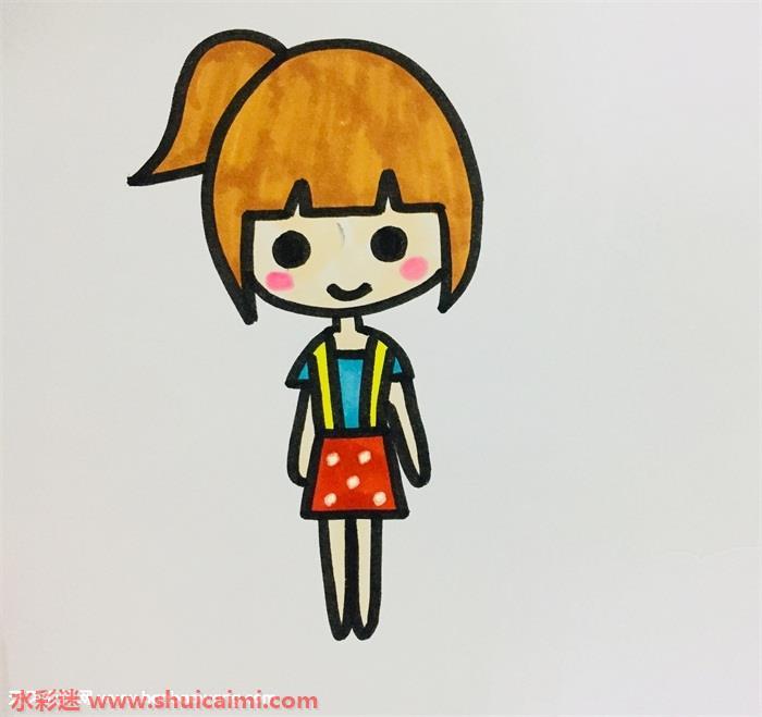 马尾女孩简笔画怎么画步骤