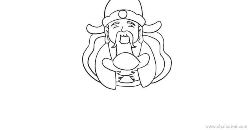 财神爷年画儿童画怎么画 财神爷年画简笔画图片大全