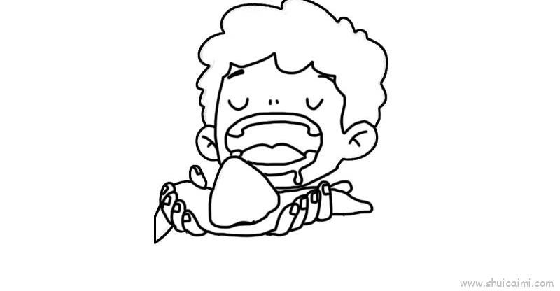 吃粽子儿童画怎么画 吃粽子简笔画图片