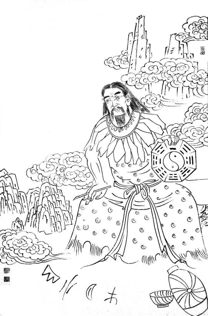 东方天帝伏羲简笔画 伏羲简笔画