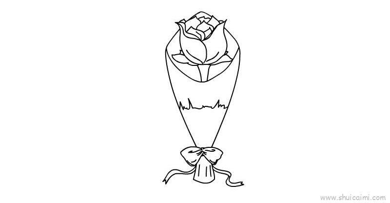 一束玫瑰花儿童画怎么画 一束玫瑰花简笔画步骤