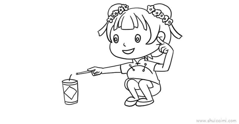 新春放鞭炮儿童画怎么画 新春放鞭炮简笔画简单