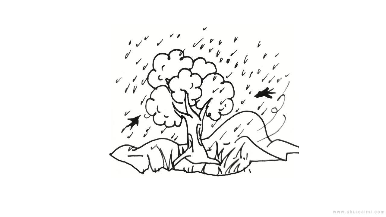 春雨图简笔画怎么画 春雨图简笔画画法