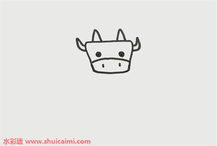倒梯形动物怎么画 动物牛简笔画简单好看彩色