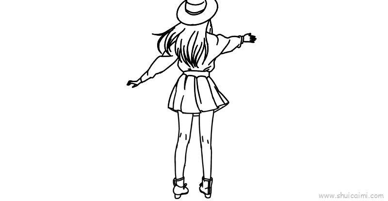 女生全身背影儿童画怎么画 女生全身背影简笔画步骤