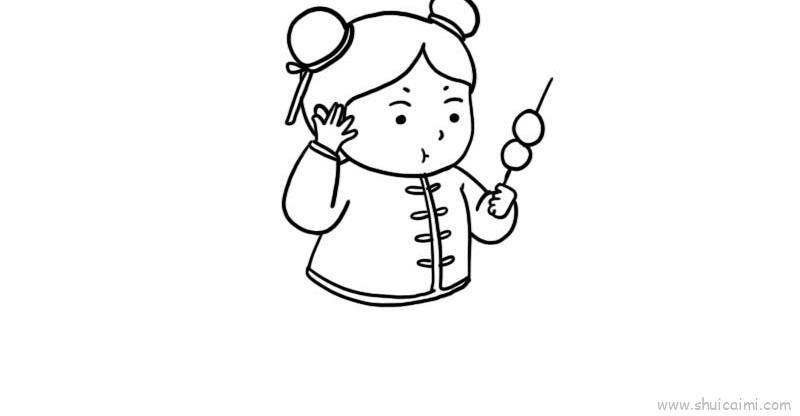 吃糖葫芦儿童画怎么画 吃糖葫芦简笔画步骤