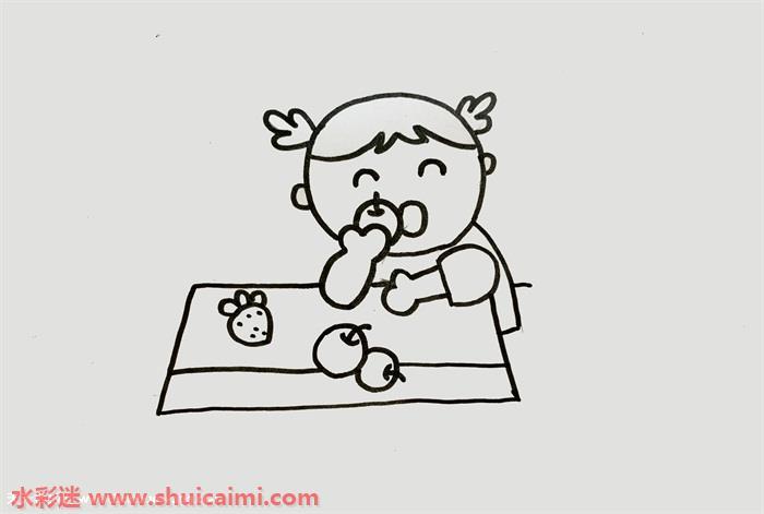 吃瓜果人怎么画 吃瓜果人简笔画步骤
